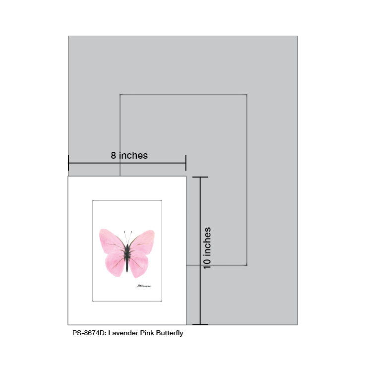Lavender Pink Butterfly, Print (#8674D), Print Matted, www.printedcanvas.com