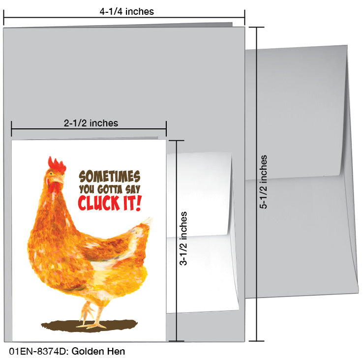 Golden Hen, Greeting Card (8374D), Enclosure, printedcanvas.com
