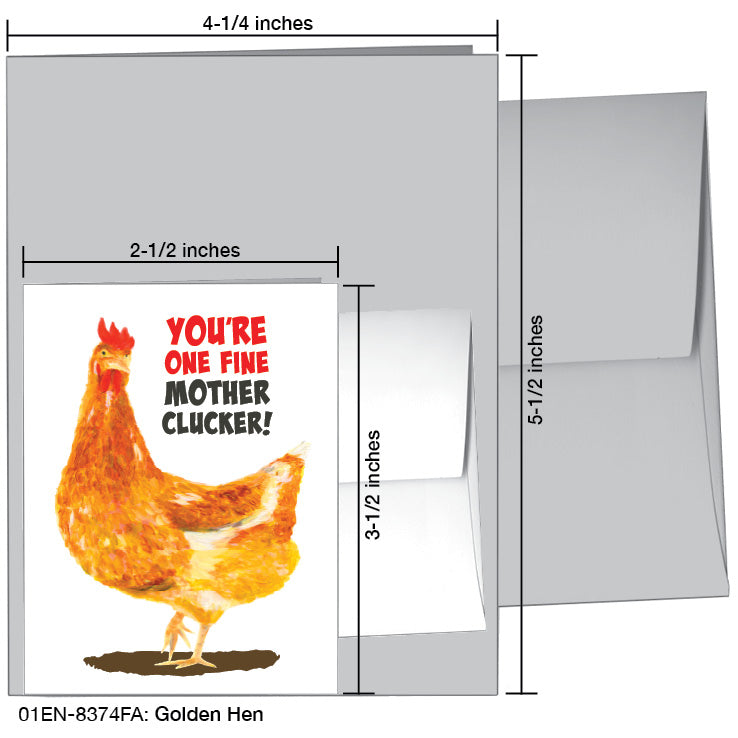 Golden Hen, Greeting Card (8374FA), Enclosure, www.printedcanvas.com