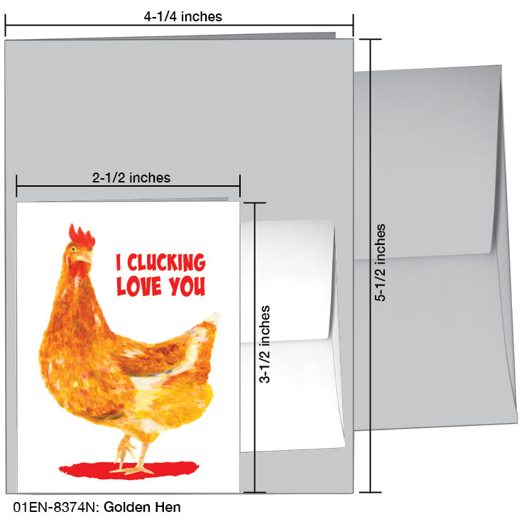 Golden Hen, Greeting Card (8374N), Enclosure, www.printedcanvas.com