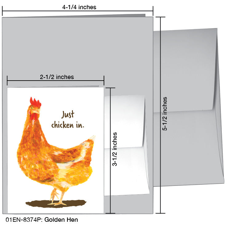 Golden Hen, Greeting Card (8374P), Enclosure, www.printedcanvas.com