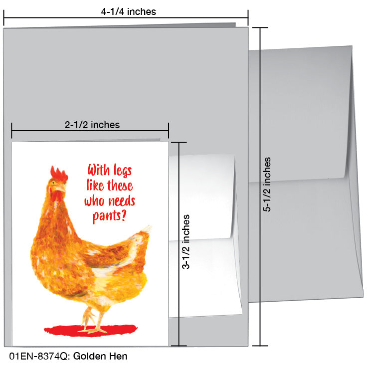 Golden Hen, Greeting Card (8374Q), Enclosure, www.printedcanvas.com