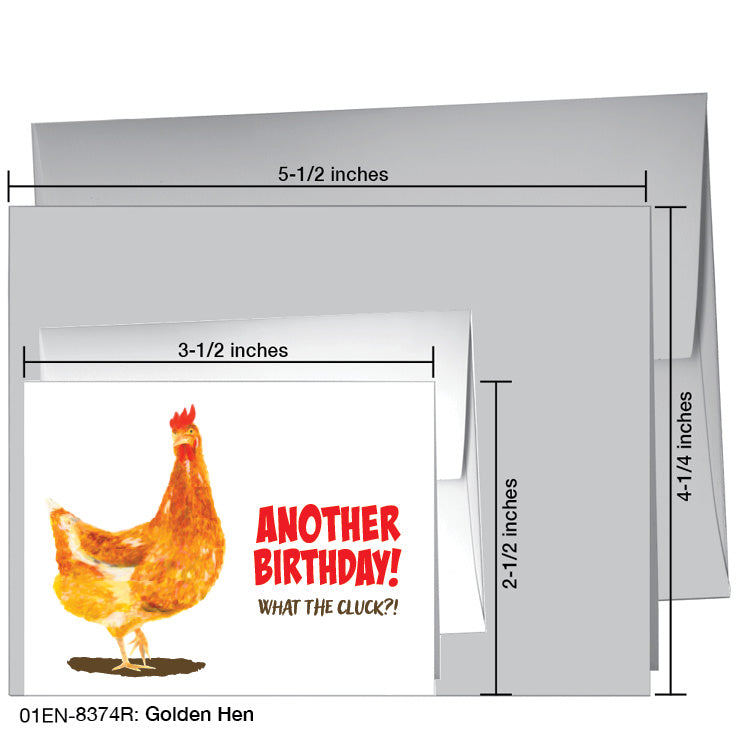 Golden Hen, Greeting Card (8374R), Enclosure, www.printedcanvas.com