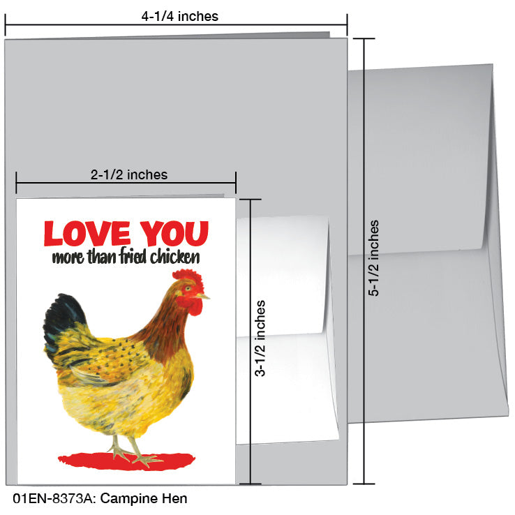 Campine Hen, Greeting Card (8373A), Enclosure, www.printedcanvas.com