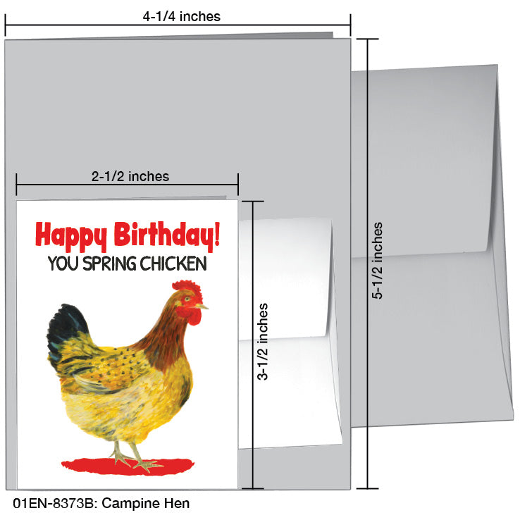 Campine Hen, Greeting Card (8373B), Enclosure, printedcanvas.com