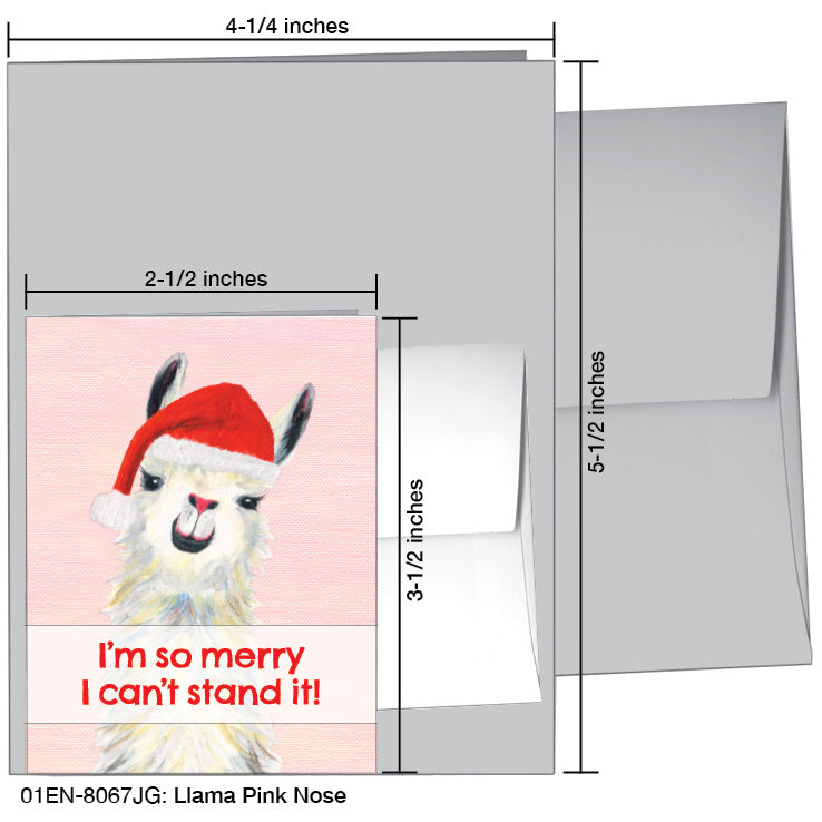 Llama Pink Nose, Greeting Card (8067JG), Enclosure, www.printedcanvas.com