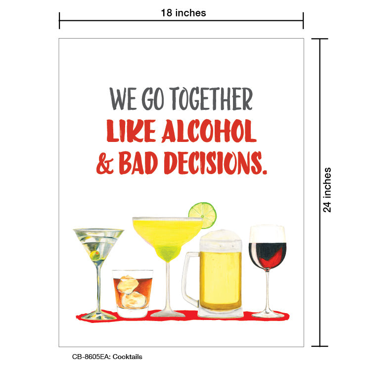 Cocktails, Card Board (8605EA), Card Board: 18x24, printedcanvas.com