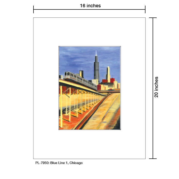 Blue Line 1, Chicago, Print (#7950) - Printed Canvas