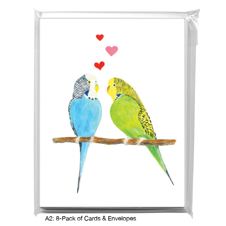 Parakeet Duo, Greeting Card (8780C), A2 8-Pack, printedcanvas.com