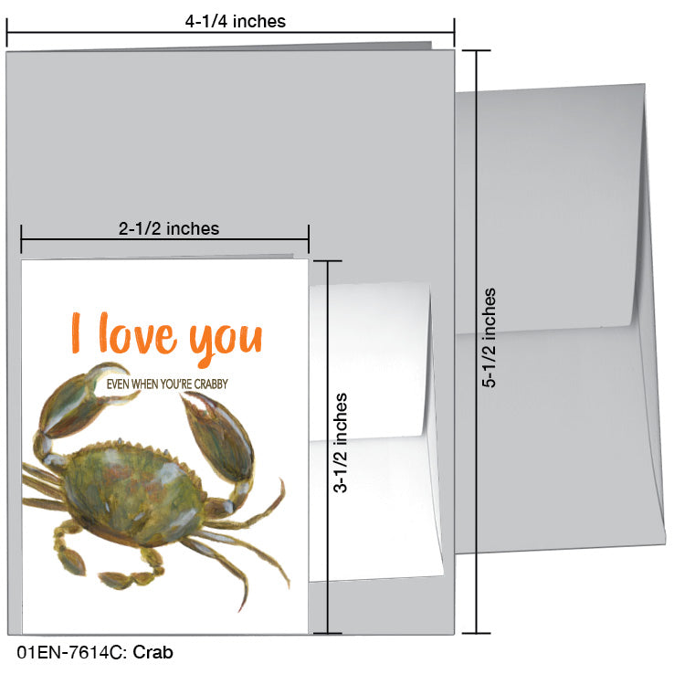 Crab, Greeting Card (7614C), Enclosure, www.printedcanvas.com