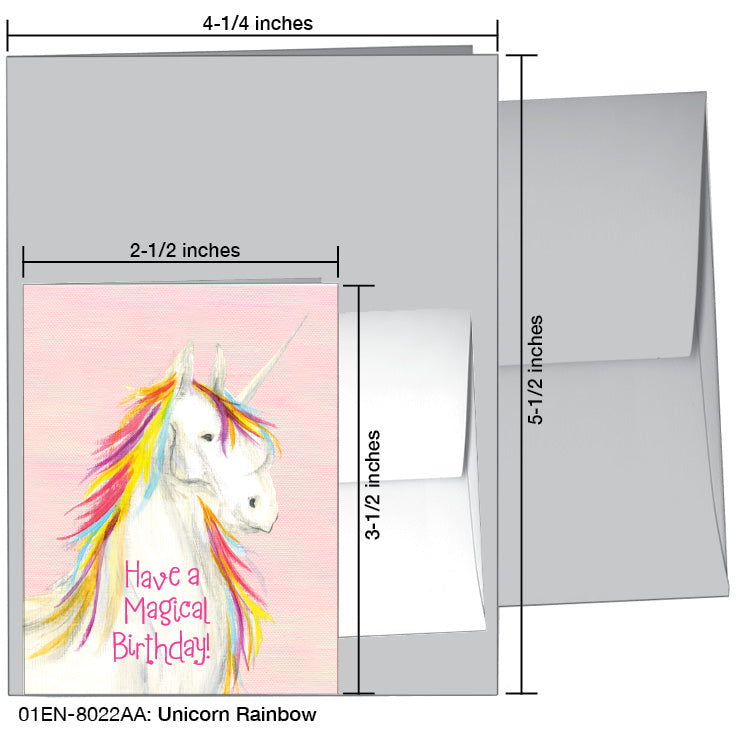 Unicorn Rainbow, Greeting Card (8022AA), Enclosure, www.printedcanvas.com