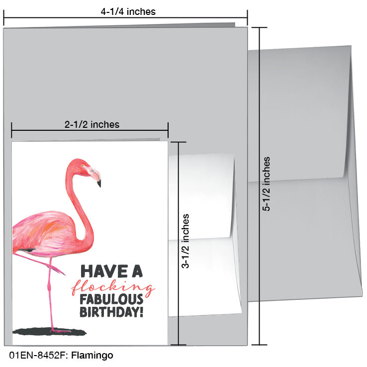 Flamingo, Greeting Card (8452F), Enclosure, www.printedcanvas.com