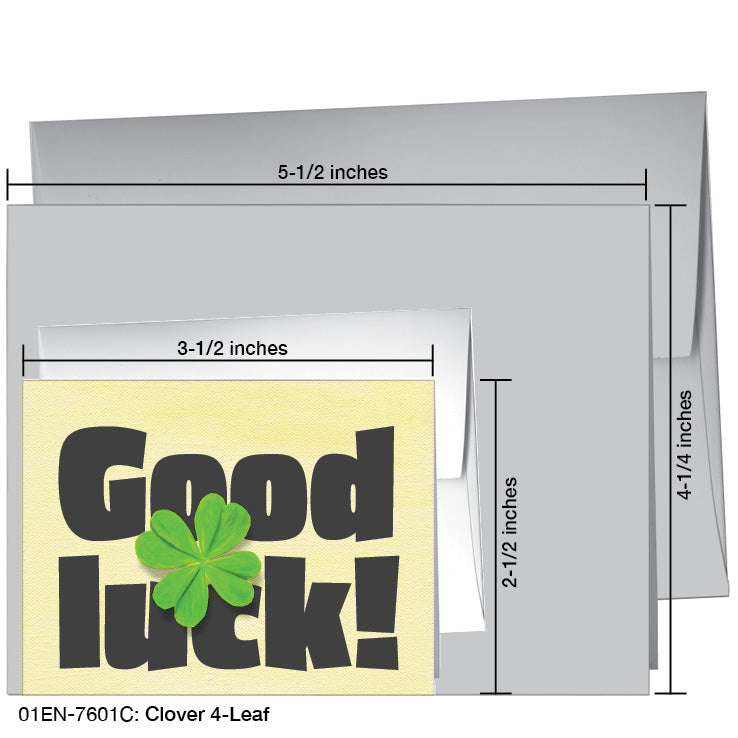 Clover 4-Leaf, Greeting Card (7601C), Enclosure, www.printedcanvas.com