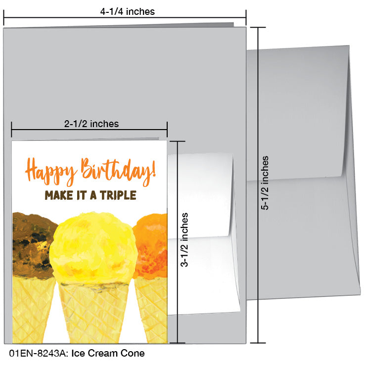 Ice Cream Cone, Greeting Card (8243A), Enclosure, www.printedcanvas.com