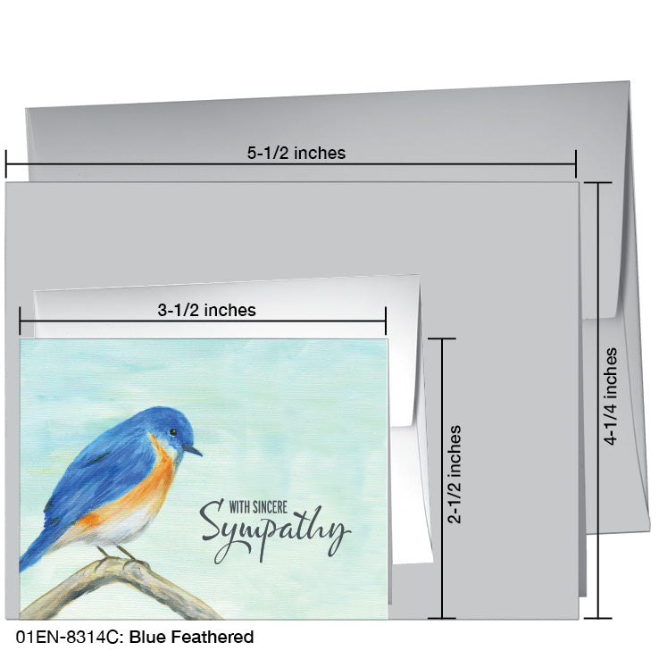 Blue Feathered, Greeting Card (8314C), Enclosure Card, www.printedcanvas.com