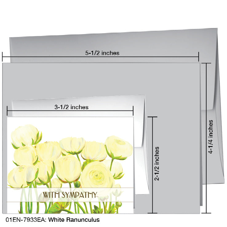 White Ranunculus, Greeting Card (7933EA), Enclosure Card, www.printedcanvas.com
