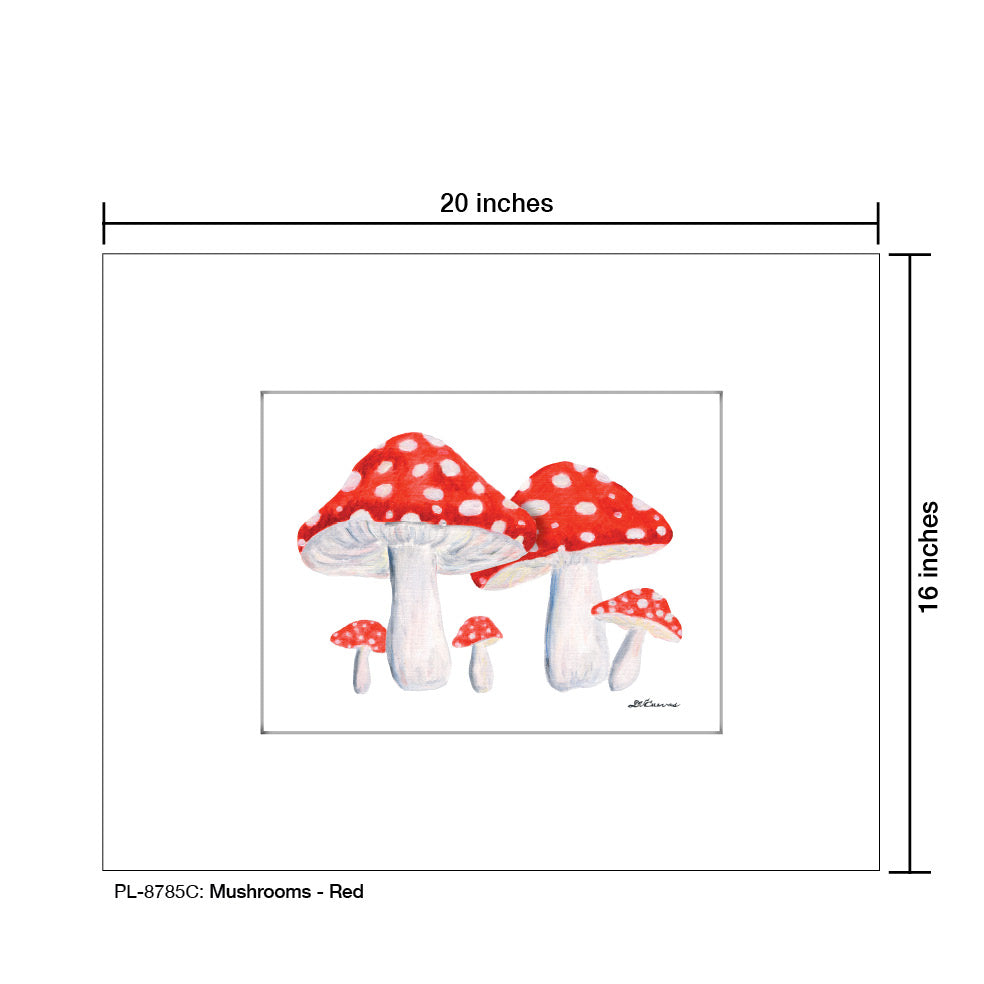 Mushrooms -Red , Print (#8785C) - Printed Canvas