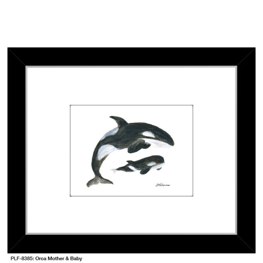 Orca Mother & Baby, Print (#8385B), Print Matted, www.printedcanvas.com