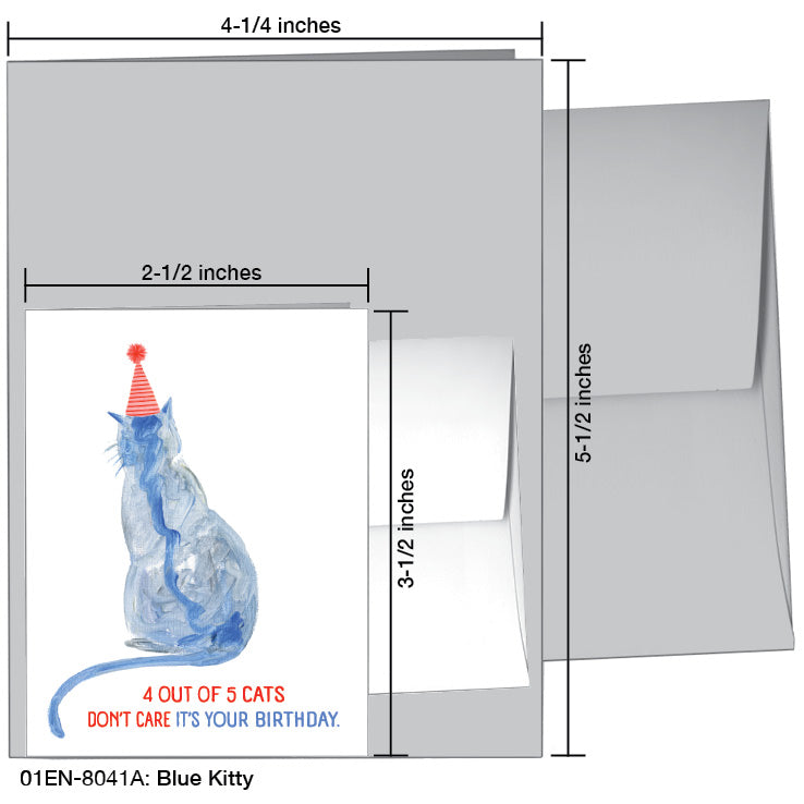 Blue Kitty, Greeting Card (8041A), Enclosure, www.printedcanvas.com