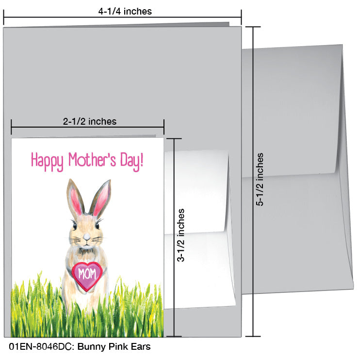 Bunny Pink Ears, Greeting Card (8046DC), Enclosure, www.printedcanvas.com