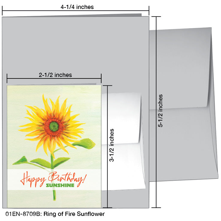 Ring of Fire Sunflower, Greeting Card (8709B), Enclosure Card, www.printedcanvas.com