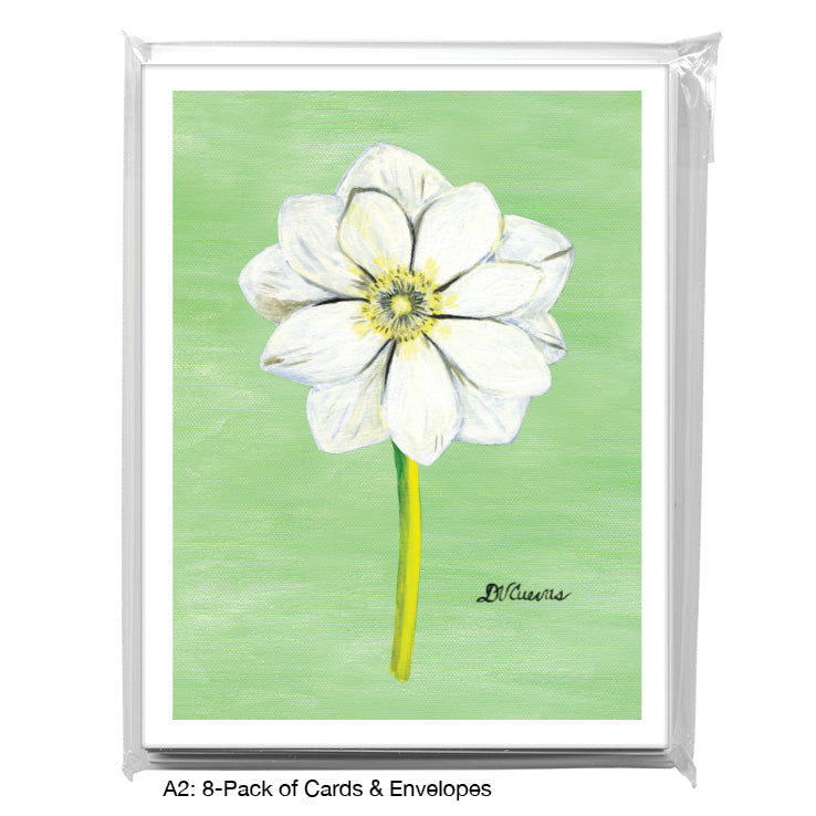 Anemone White, Greeting Card (7267D), A2 Card 8-Pack, www.printedcanvas.com