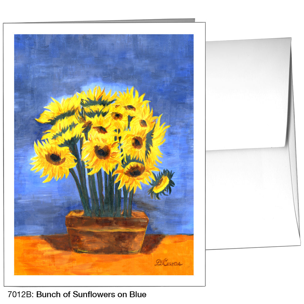 Bunch of Sunflowers on Blue, Greeting Card (7012B), A2, printedcanvas.com