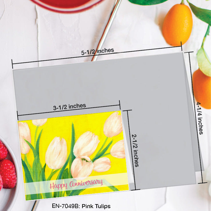 Pink Tulips, Greeting Card (7049B), Enclosure, www.printedcanvas.com