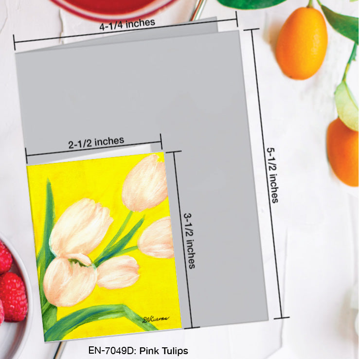 Pink Tulips, Greeting Card (7049D), Enclosure Card, www.printedcanvas.com