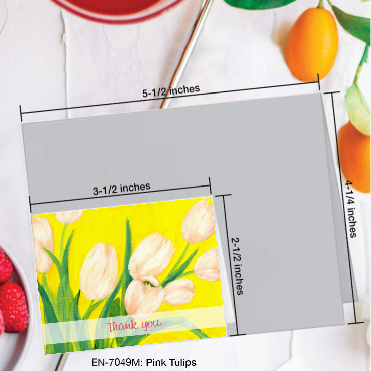 Pink Tulips, Greeting Card (7049M), Enclosure Card, www.printedcanvas.com
