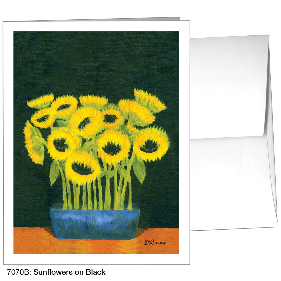 Sunflowers On Black, Greeting Card (7070B), A2, printedcanvas.com