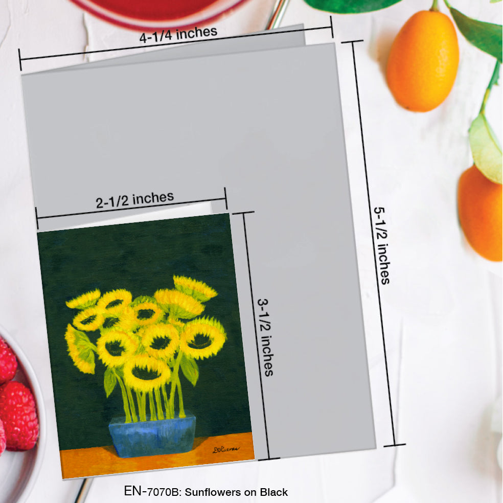 Sunflowers on Black, Greeting Card (#7070B)