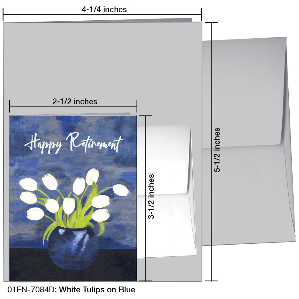 White Tulips on Blue, Greeting Card (7084D), Enclosure Card, www.printedcanvas.com