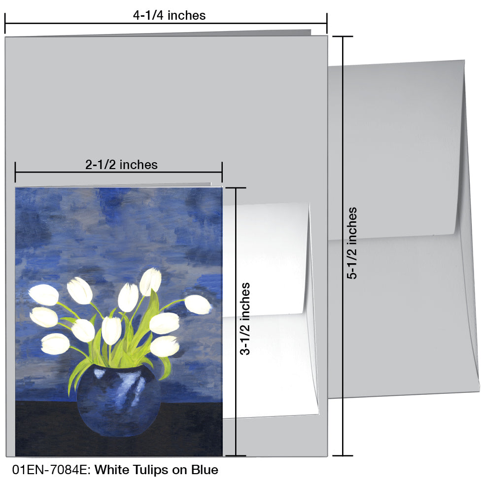 White Tulips on Blue, Greeting Card (7084E), Enclosure, printedcanvas.com