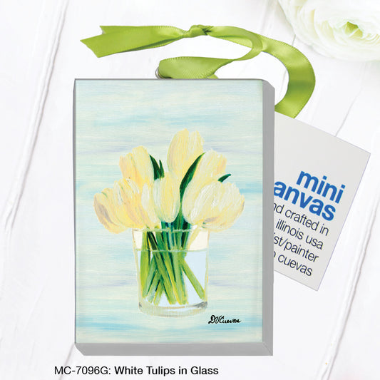 White Tulips in Glass, Mini Canvas (MC-7096G)
