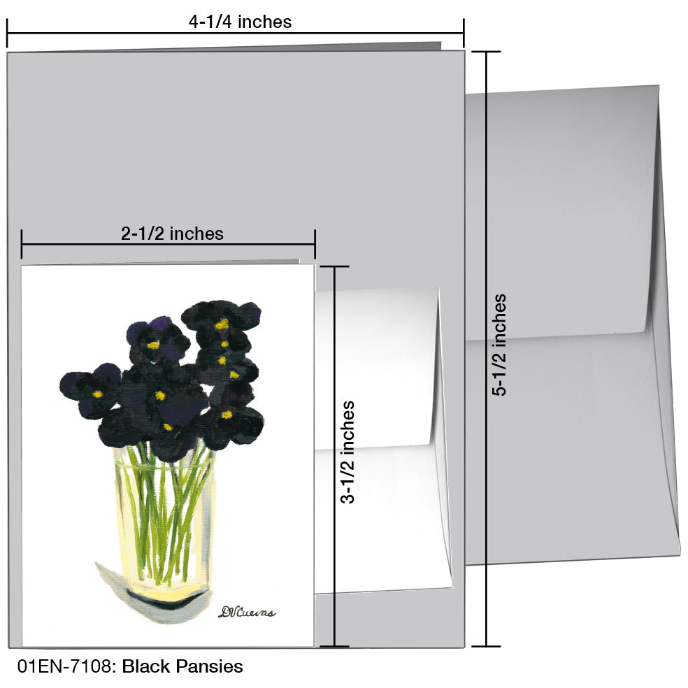 Black Pansies, Greeting Card (7108B), Enclosure, www.printedcanvas.com