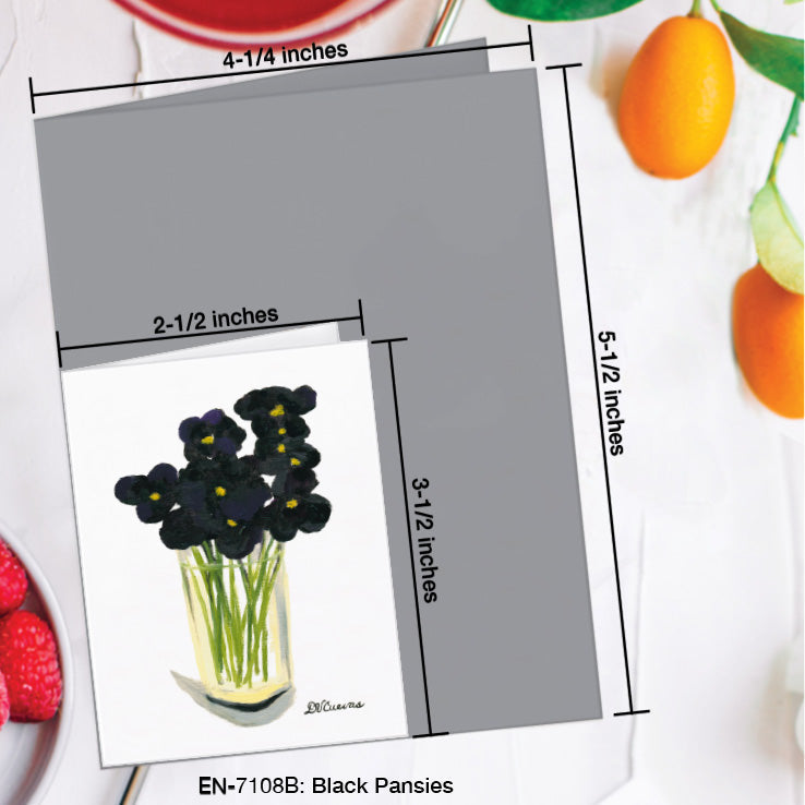 Black Pansies, Greeting Card (7108B), Enclosure Card, www.printedcanvas.com