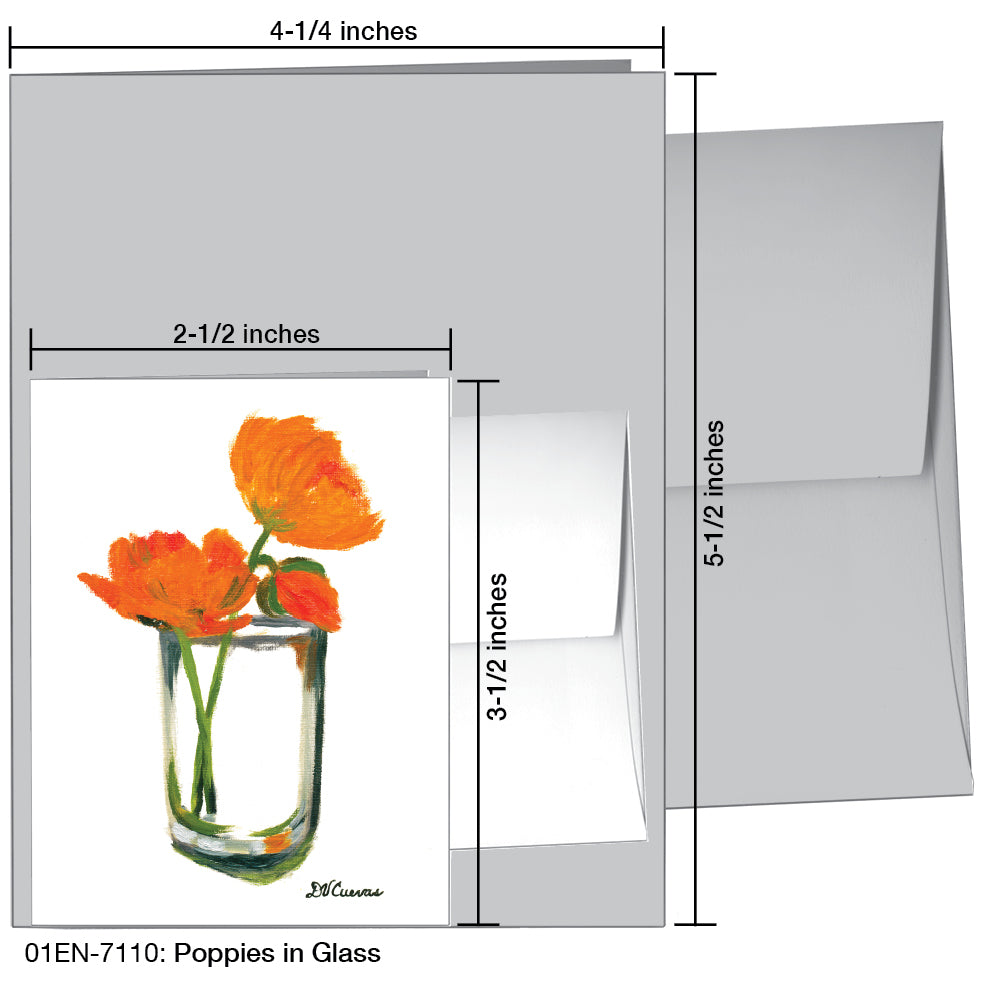 Poppies in Glass, Greeting Card (7110C), Enclosure, www.printedcanvas.com