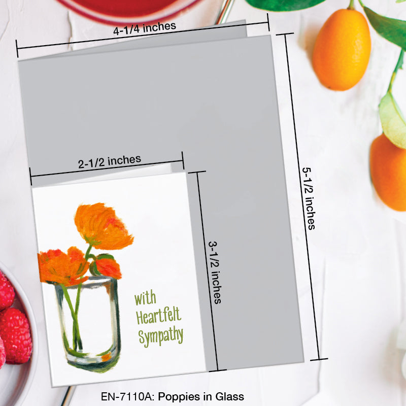Poppies in Glass, Greeting Card (7110A), Enclosure, www.printedcanvas.com