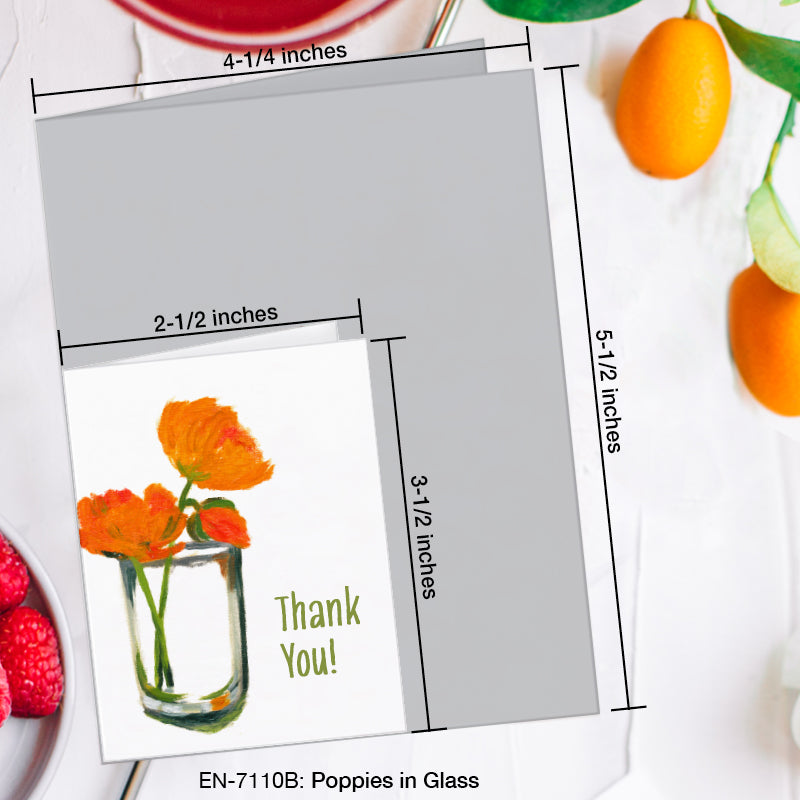 Poppies in Glass, Greeting Card (7110B), Enclosure Card, www.printedcanvas.com
