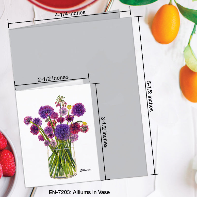 Alliums in Vase, Greeting Card (7203A), Enclosure Card, www.printedcanvas.com