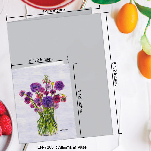 Alliums in Vase, Greeting Card (7203F), Enclosure Card, www.printedcanvas.com
