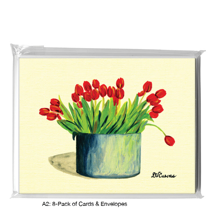 Tulips In Tin, Greeting Card (7216D), A2 8-Pack, printedcanvas.com