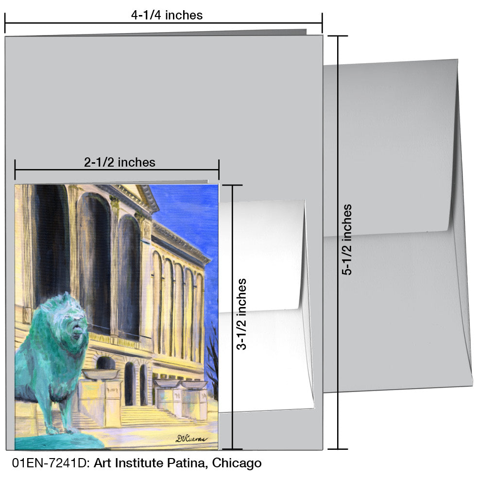Art Institute Patina, Chicago, Greeting Card (7241D), Enclosure Card, www.printedcanvas.com