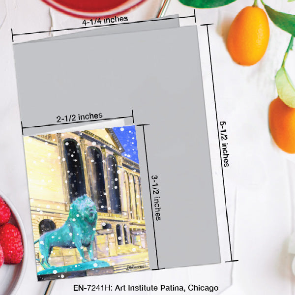 Art Institute Patina, Chicago, Greeting Card (7241H), Enclosure Card, www.printedcanvas.com