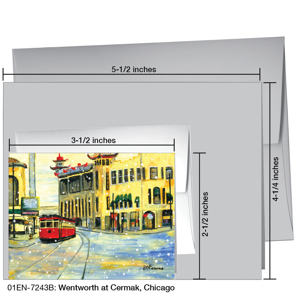 Wentworth at Cermak, Chicago, Greeting Card (#7243B), Enclosure Card, www.printedcanvas.com