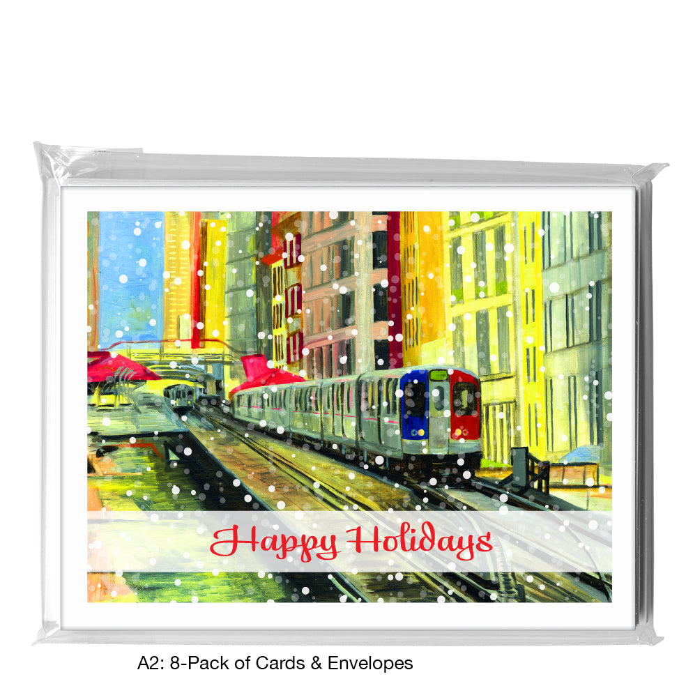 El, Chicago, Greeting Card (7248G), A2 Card 8-Pack, www.printedcanvas.com