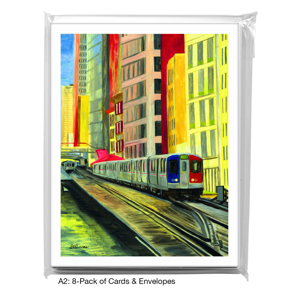El, Chicago, Greeting Card (7248D), A2 8-Pack, printedcanvas.com