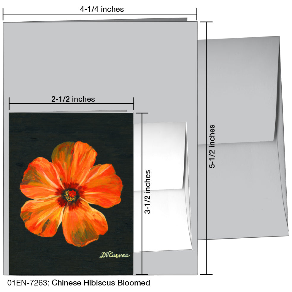 Chinese Hibiscus Bloomed, Greeting Card (7263A), Enclosure, www.printedcanvas.com