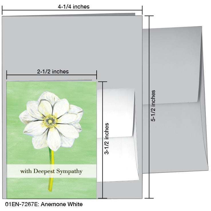 Anemone White, Greeting Card (7267E), Enclosure, www.printedcanvas.com